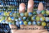 CAA1782 15 inches 10mm faceted round fire crackle agate beads