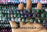 CAA1785 15 inches 10mm faceted round fire crackle agate beads