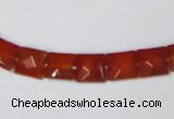 CAA179 15.5 inches 8*8mm faceted square red agate gemstone beads