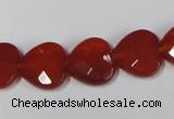 CAA180 15.5 inches 14*14mm faceted heart red agate gemstone beads