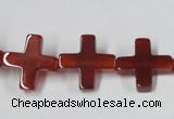 CAA182 15.5 inches 16*16mm cross red agate gemstone beads