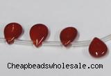 CAA185 Top-drilled 9*13mm flat teardrop red agate gemstone beads