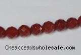 CAA200 15.5 inches 6mm faceted round red agate gemstone beads