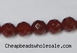 CAA201 15.5 inches 10mm faceted round red agate gemstone beads