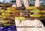 CAA2067 15.5 inches 10*30mm teardrop agate beads wholesale