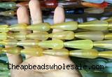 CAA2095 15.5 inches 10*30mm faceted teardrop agate beads