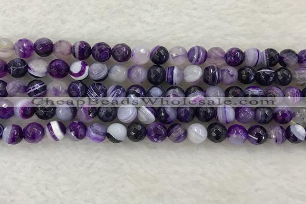 CAA2213 15.5 inches 8mm faceted round banded agate beads