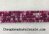 CAA2218 15.5 inches 4mm faceted round banded agate beads