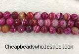 CAA2223 15.5 inches 14mm faceted round banded agate beads