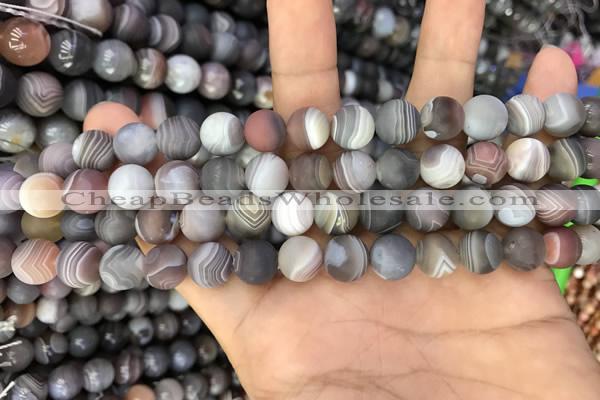 CAA2391 15.5 inches 4mm round matte Botswana agate beads wholesale