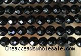 CAA2413 15.5 inches 2mm faceted round black agate beads wholesale