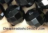 CAA2423 15.5 inches 20mm faceted round black agate beads wholesale