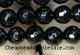 CAA2427 15.5 inches 8mm faceted round black agate beads wholesale