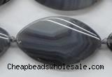 CAA243 15.5 inches 26*43mm twisted marquise grey line agate beads