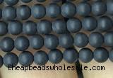 CAA2445 15.5 inches 2mm round matte black agate beads wholesale