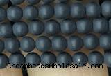 CAA2446 15.5 inches 3mm round matte black agate beads wholesale