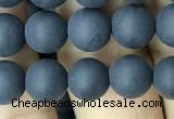 CAA2449 15.5 inches 8mm round matte black agate beads wholesale