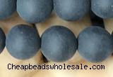 CAA2451 15.5 inches 12mm round matte black agate beads wholesale