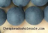 CAA2453 15.5 inches 16mm round matte black agate beads wholesale