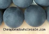 CAA2455 15.5 inches 20mm round matte black agate beads wholesale