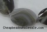 CAA247 15.5 inches 22*32mm faceted oval grey line agate beads