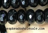 CAA2471 15.5 inches 6*10mm faceted rondelle black agate beads