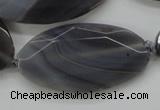 CAA249 15.5 inches 26*50mm faceted oval grey line agate beads