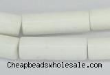 CAA25 15.5 inches 10*30mm cylinder white agate gemstone beads