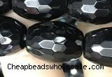 CAA2504 15.5 inches 13*18mm faceted rice black agate beads wholesale