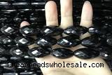 CAA2507 15.5 inches 15*30mm faceted rice black agate beads wholesale