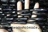 CAA2523 15.5 inches 12*50mm faceted teardrop black agate beads