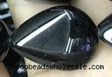 CAA2551 15.5 inches 18*25mm flat teardrop black agate beads wholesale