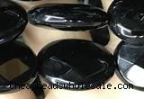 CAA2595 15.5 inches 15*20mm faceted oval black agate beads wholesale