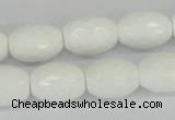 CAA26 15.5 inches 12*16mm faceted rice white agate gemstone beads