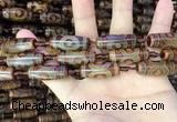 CAA2663 15.5 inches 10*28mm - 11*30mm rice tibetan agate dzi beads