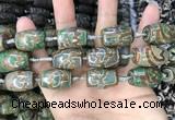 CAA2668 15.5 inches 13*22mm - 15*23mm drum tibetan agate dzi beads