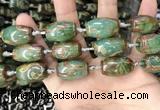 CAA2672 15.5 inches 13*22mm - 15*23mm drum tibetan agate dzi beads