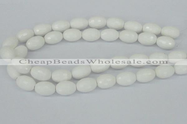 CAA27 15.5 inches 15*20mm faceted rice white agate gemstone beads