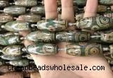 CAA2705 15.5 inches 14*38mm - 16*43mm rice tibetan agate dzi beads