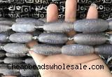 CAA2713 15.5 inches 14*38mm - 16*43mm rice tibetan agate dzi beads