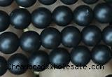 CAA2760 15.5 inches 3mm round matte black agate beads wholesale