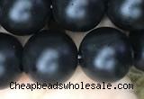 CAA2765 15.5 inches 12mm round matte black agate beads wholesale