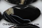 CAA277 15.5 inches 30*60mm faceted oval black line agate beads