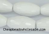 CAA28 15.5 inches 15*30mm faceted rice white agate gemstone beads