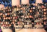 CAA2820 15 inches 4mm faceted round fire crackle agate beads wholesale