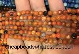 CAA2829 15 inches 4mm faceted round fire crackle agate beads wholesale