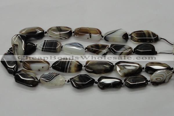 CAA283 15.5 inches 18*30mm freeform black line agate beads