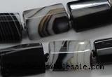 CAA289 15.5 inches 15*20mm faceted cuboid black line agate beads