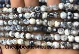 CAA2915 15 inches 6mm faceted round fire crackle agate beads wholesale