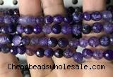 CAA2929 15 inches 6mm faceted round fire crackle agate beads wholesale